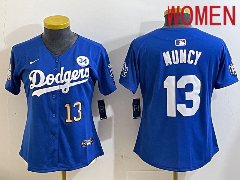 Women Los Angeles Dodgers #13 Muncy Blue Game 2024 Nike MLB Jersey style 11211->women mlb jersey->Women Jersey